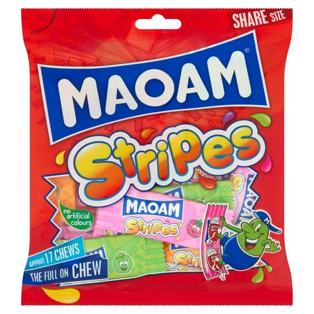 Maoam Stripes Fruit & Cola Flavour Chewy Sweets Sharing Bag 140g - gallery image 1