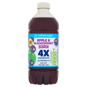 Sainsbury's Quadruple Strength Apple & Blackcurrant Squash 750ml