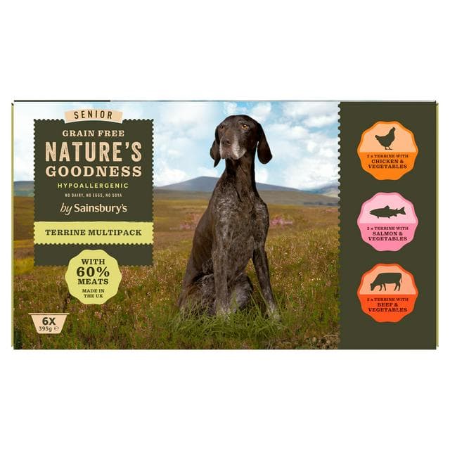 Sainsbury's Nature's Goodness 6 x 395g Terrine Multipack Senior Dog Food - gallery image 1