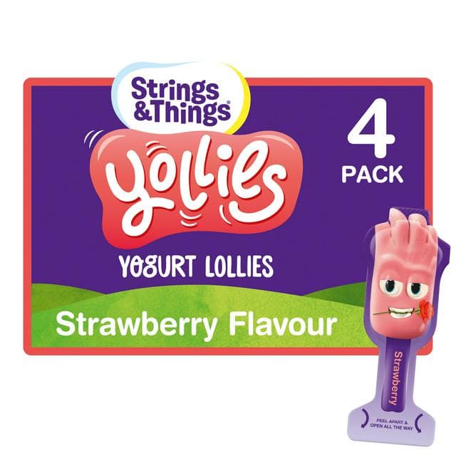 Strings & Things Yollies Yogurt Lollies Strawberry Flavour 4x25g - gallery image 1