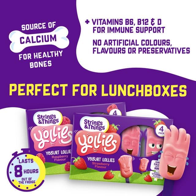 Strings & Things Yollies Yogurt Lollies Strawberry Flavour 4x25g - gallery image 2
