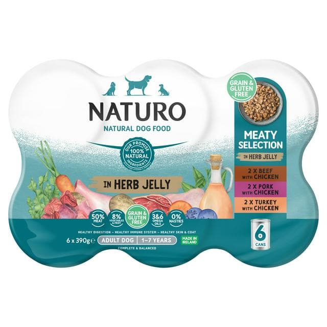Naturo Natural Pet Food Herb Jelly Adult Dog Food 1 to 7 Years 6x390g - gallery image 1