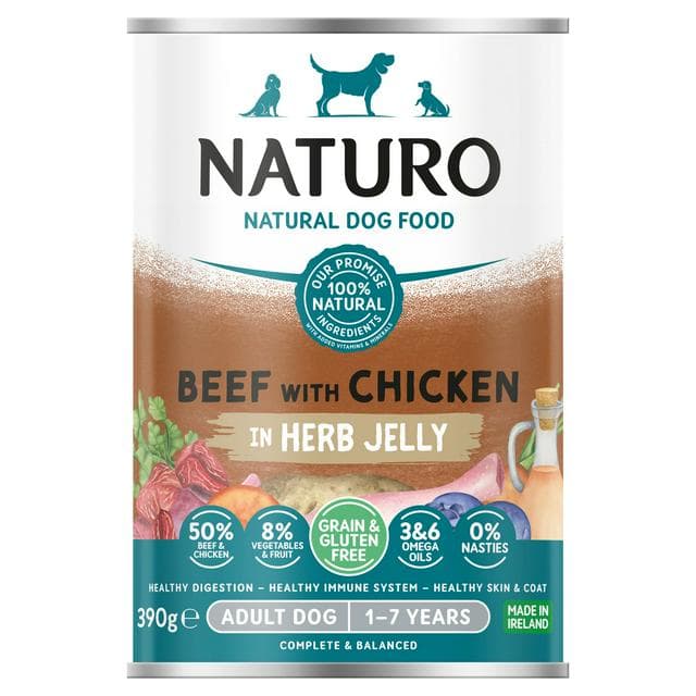 Naturo Natural Adult Dog Food Beef with Chicken in Herb Jelly 1-7 Years 390g - gallery image 1