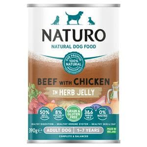 Naturo Natural Adult Dog Food Beef with Chicken in Herb Jelly 1-7 Years 390g