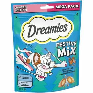 Dreamies Festive Mix 200g Turkey & Salmon Christmas Cat Biscuit Treats