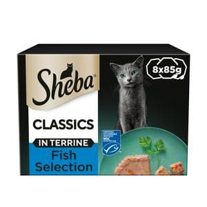 Sheba Classics 8 x 85g Mixed Ocean Collection in Terrine Wet Cat Food Trays