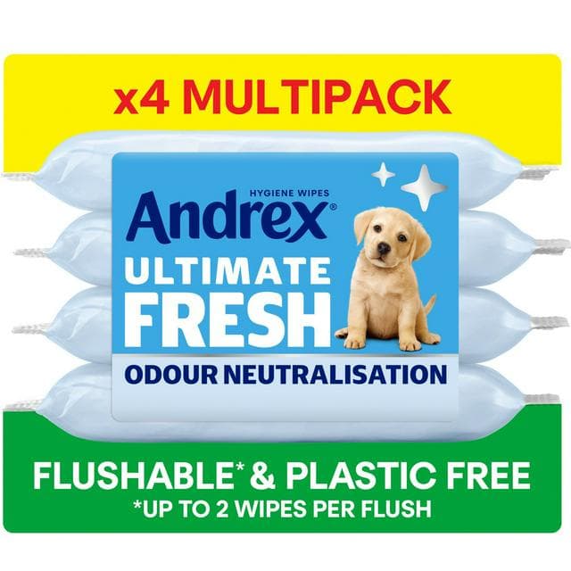 Andrex Ultimate Fresh Flushable Odour Control Moist Toilet Tissue Wipes Quad Pack 4x36 - gallery image 1