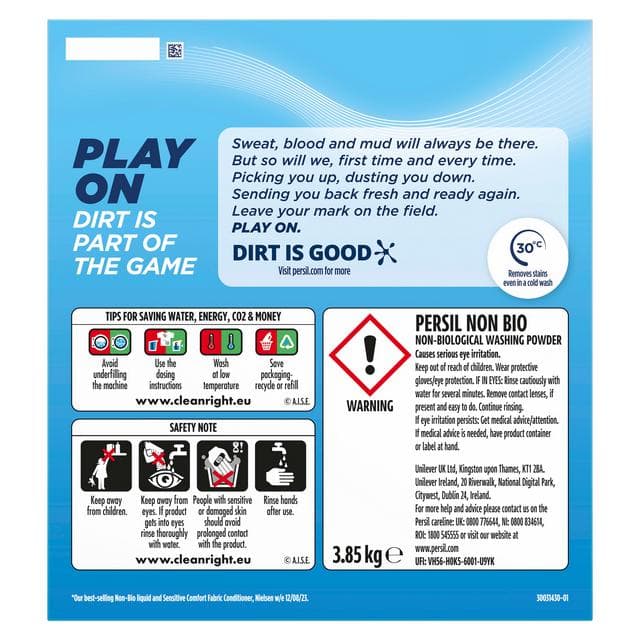 Persil Non Bio 77 washes Sensitive Laundry Washing Powder XXL Family Pack 3.85kg - gallery image 6