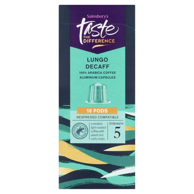 Sainsbury's 10 x 52g Lungo Decaf Coffee Pods, Taste the Difference - gallery image 1