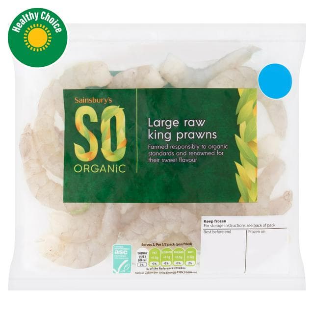Sainsbury's SO Organic Large Raw King Prawns 180g - gallery image 1