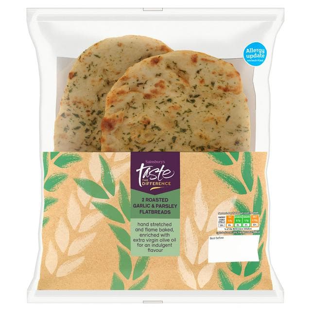 Sainsbury's Roasted Garlic & Parsley Flatbreads Autumn Edition, Taste the Difference x2 - gallery image 1
