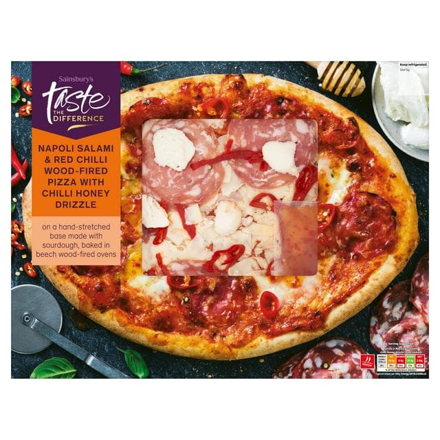 Sainsbury's Wood Fired Napoli Salami & Chilli Honey Pizza, Autumn Edition, Taste the Difference 460g - gallery image 1