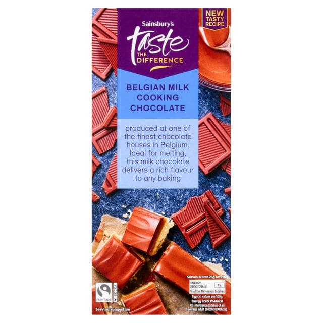 Sainsbury's Belgian Milk Cooking Chocolate, Taste the Difference 100g - gallery image 1