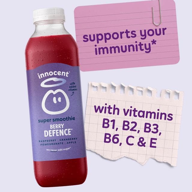 Innocent Berry Defence Super Smoothie, Raspberry Cranberry & Apple with Vitamins 750ml - gallery image 2