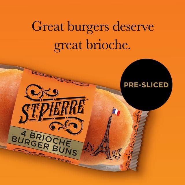 St Pierre 4 x Pre-Sliced Brioche Burger Buns - gallery image 3