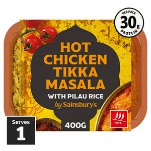 Sainsbury's Indian Hot Chicken Tikka Masala & Cumin Rice Ready Meal For 1 400g