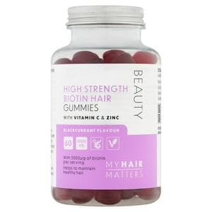 Sainsbury's Beauty High Strength Biotin Blackcurrant Flavour Hair Gummies x60