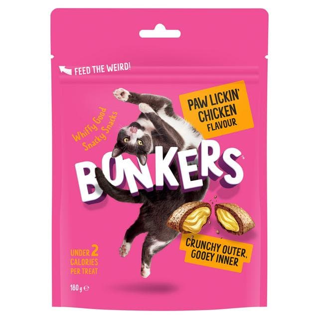 Bonkers Paw Lickin Chicken Flavour Cat Treats 180g - gallery image 1