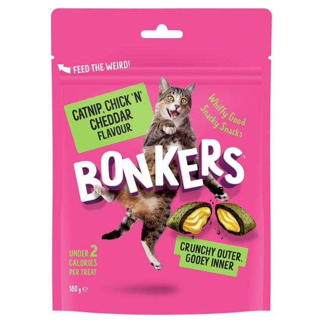 Bonkers Catnip Chick N Cheddar Flavour Cat Treats 180g - gallery image 1