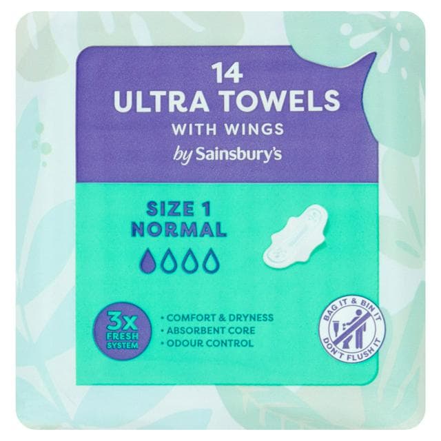 Sainsbury's Ultra Towels with Wings Normal Size 1, x14 - gallery image 1