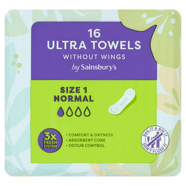 Sainsbury's Ultra Towels without Wings Normal Size 1, x16 - gallery image 1