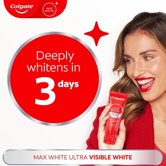 Colgate Max White Ultra Active Foam Teeth Whitening Toothpaste 75ml - gallery image 2