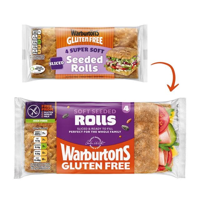 Warburtons Gluten Free Super Soft Seeded Sliced Rolls - gallery image 2