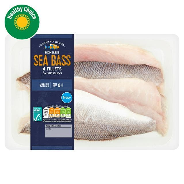 Sainsbury's Sea Bass Fillets ASC x4 360g - gallery image 1