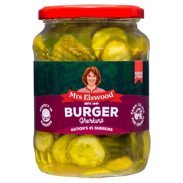 Mrs Elswood 670g Burger Gherkins (360g*) - gallery image 1