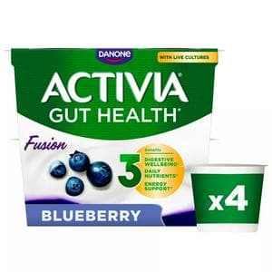 Activia Fusions Blueberry Acai Gut Health Fruit Yoghurt Multipack 4 x 120g
