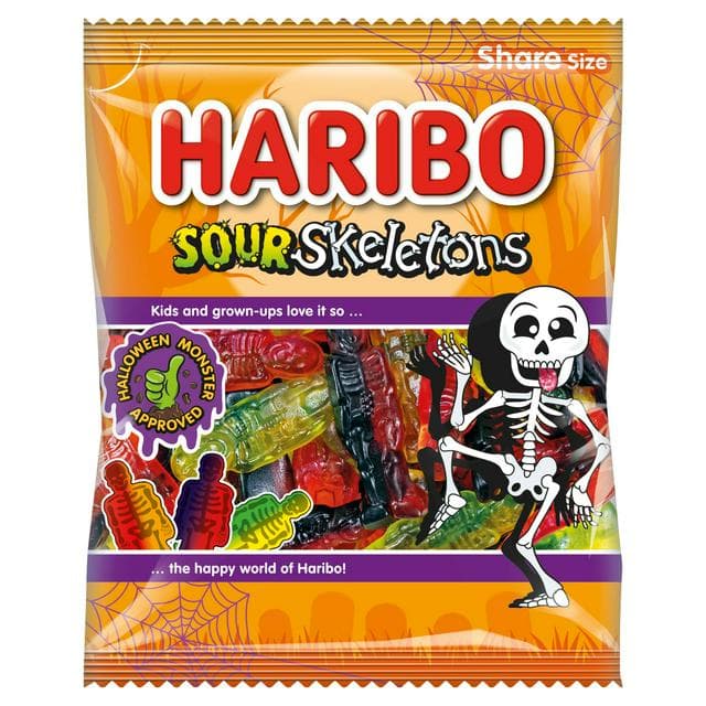 Haribo 160g Sour Skeletons Fruit Flavour Jelly Sweets - gallery image 1