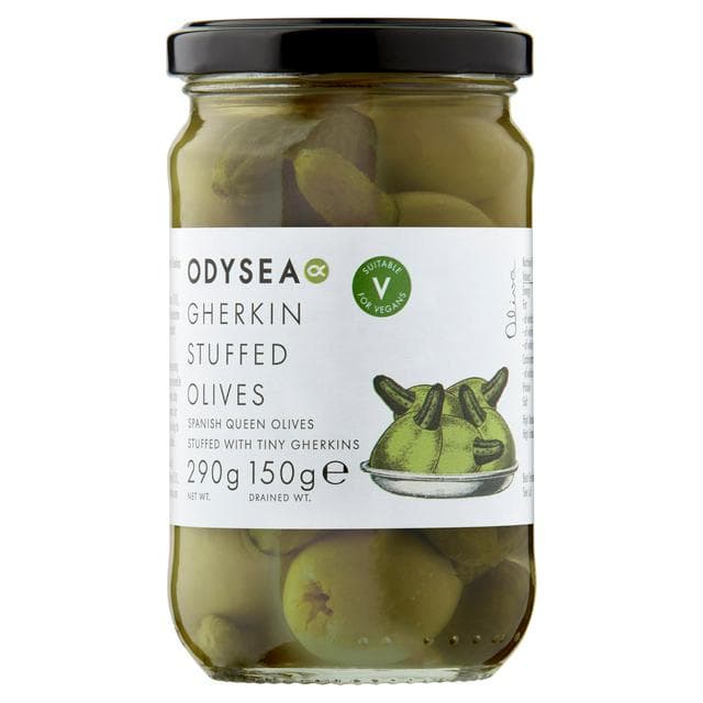 Odysea Gherkin Stuffed Olives 290g (150g*) - gallery image 1