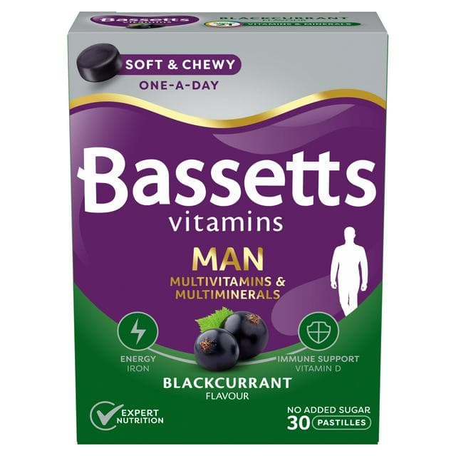 Bassetts Vitamins Man Multivitamins & Multiminerals Blackcurrant Flavour Pastilles x30 - gallery image 1