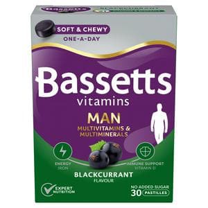Bassetts Vitamins Man Multivitamins & Multiminerals Blackcurrant Flavour Pastilles x30