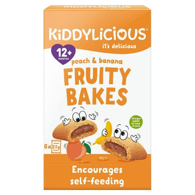 Kiddylicious Peach & Banana Fruity Bakes Baby Snacks 6x22g - gallery image 1