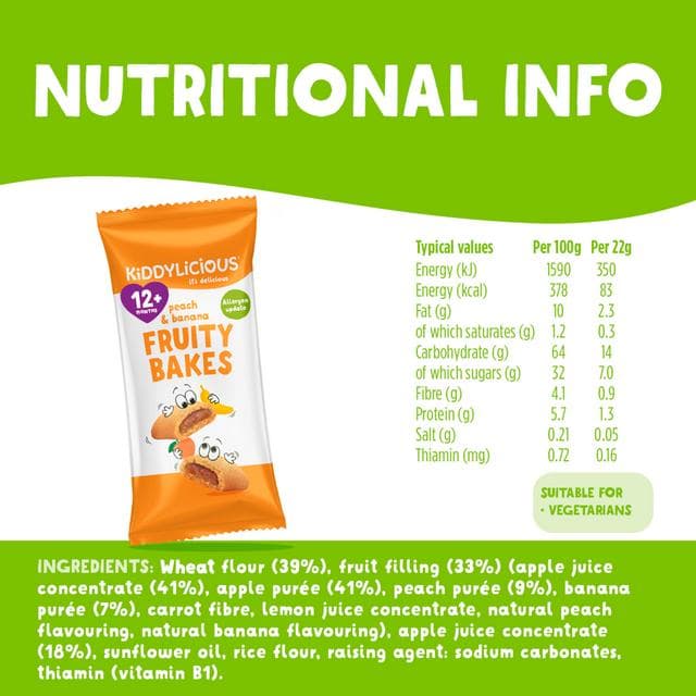 Kiddylicious Peach & Banana Fruity Bakes Baby Snacks 6x22g - gallery image 3