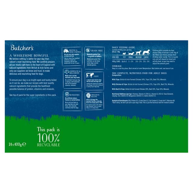 Butcher's Tripe Loaf Recipes Wet Dog Food Tins 24 x 400g - gallery image 2