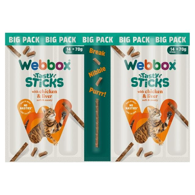Webbox Tasty Sticks 14 x Chicken & Liver Cat Treats 70g - gallery image 1
