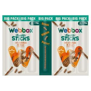 Webbox Tasty Sticks 14 x Chicken & Liver Cat Treats 70g