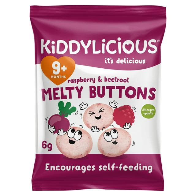 Kiddylicious Raspberry & Beetroot Melty Buttons 9+ Months 6g - gallery image 1