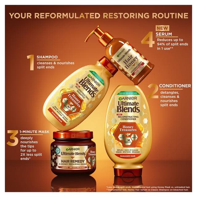 Garnier Ultimate Blends Honey Treasures Strengthening Hair Conditioner with Acacia Honey & Beeswax 400ml - gallery image 5