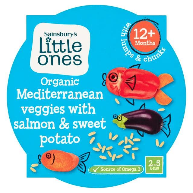 Sainsbury's Little Ones Organic Mediterranean Veggies with Salmon & Sweet Potato 12+ Months 200g - gallery image 1