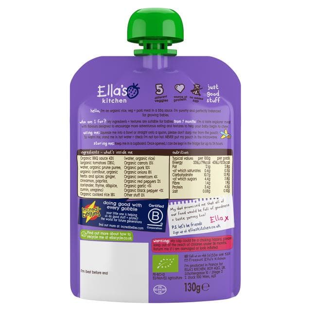 Ella's Kitchen Organic Pulled Pork Baby Food Pouch 7+ Months 130g - gallery image 2