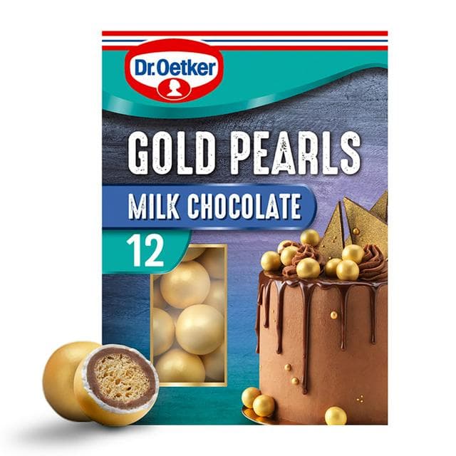 Dr. Oetker Milk Chocolate Gold Pearls Cake Decorations x12 - gallery image 1
