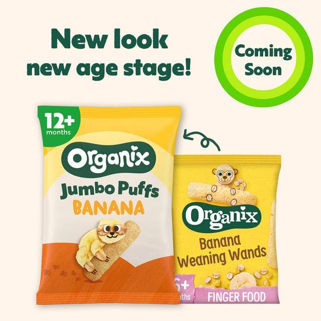 Organix Banana Weaning Wands Organic Baby Puffs 6 months+ 25g - gallery image 2