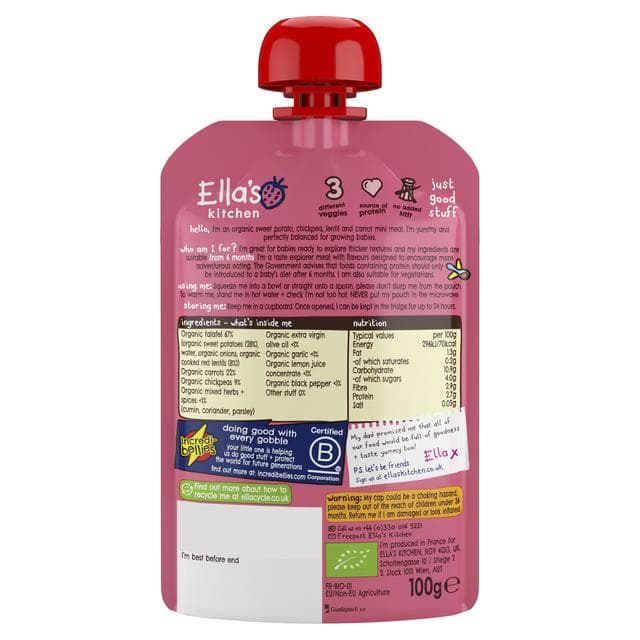 Ella's Kitchen Organic Sweet Potato Falafel Baby Food Pouch 6+ Months 100g - gallery image 3