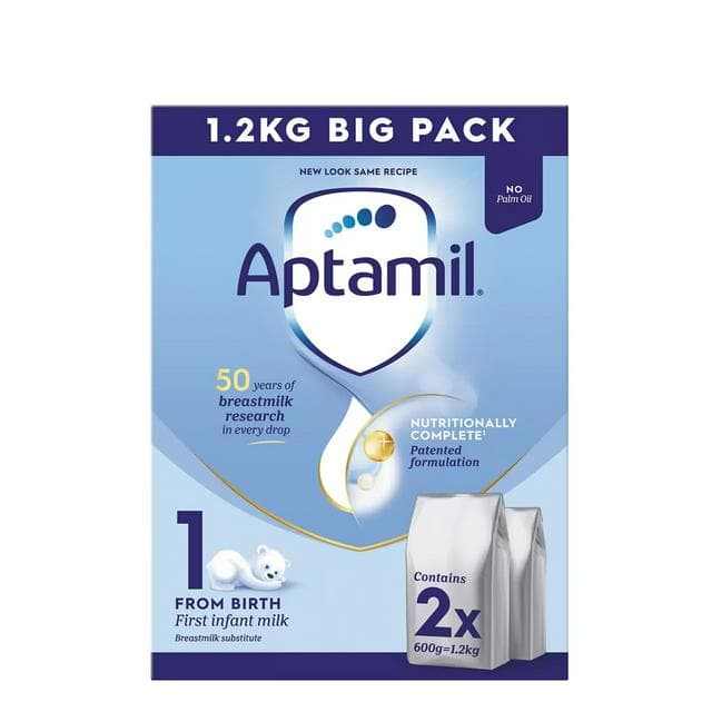 Aptamil 1 First Infant Baby Milk Formula Powder From Birth Big Pack 1.2kg - gallery image 1
