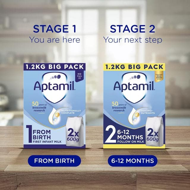 Aptamil 1 First Infant Baby Milk Formula Powder From Birth Big Pack 1.2kg - gallery image 5