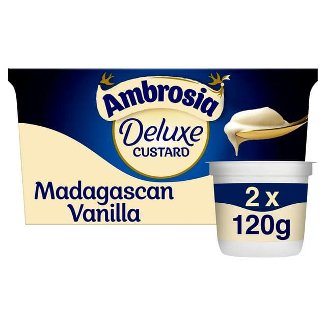 Ambrosia Deluxe 2 x 120g Madagascan Vanilla Custard Dessert Snack Pots - gallery image 1
