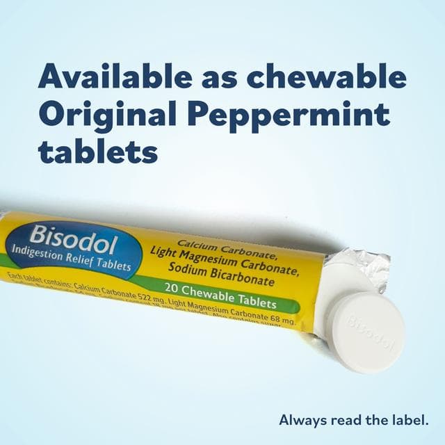 Bisodol Original Peppermint Flavour Chewable Tablets x60 - gallery image 5